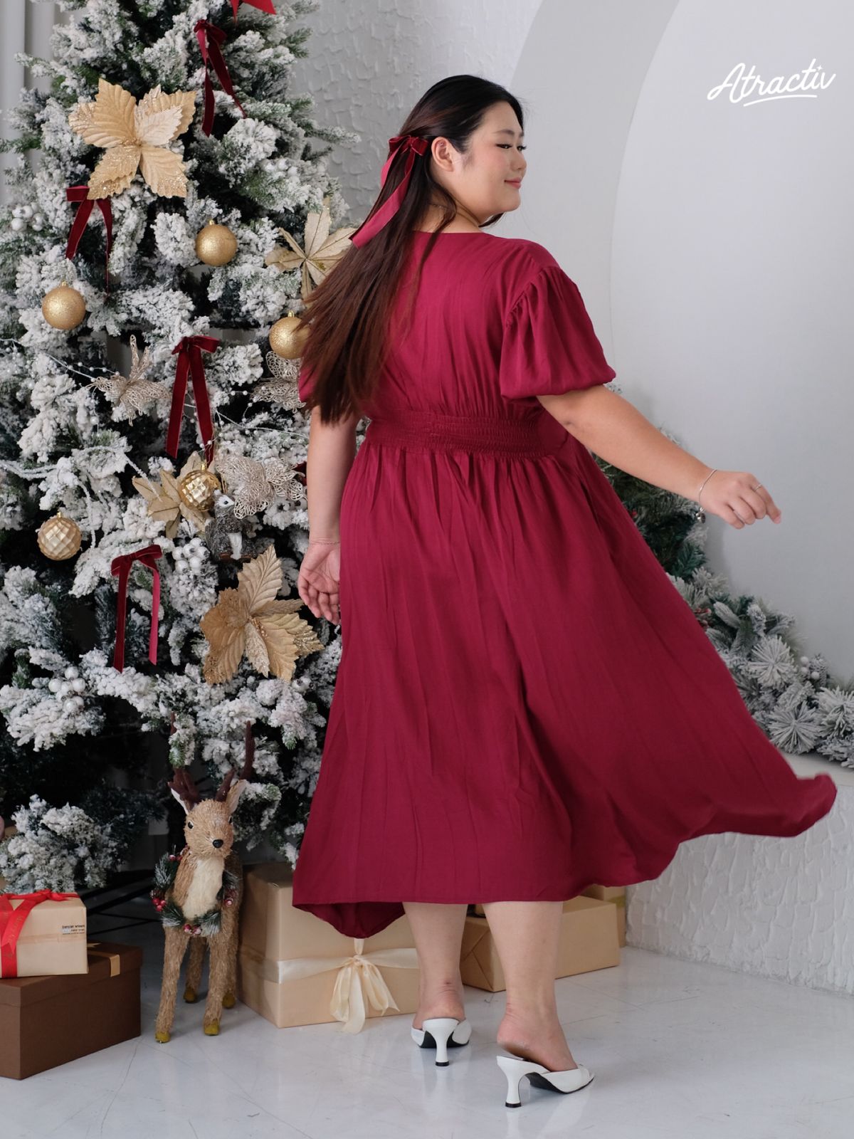 Dress Carla Maroon ATRACTIV - Atractiv Big Size Label