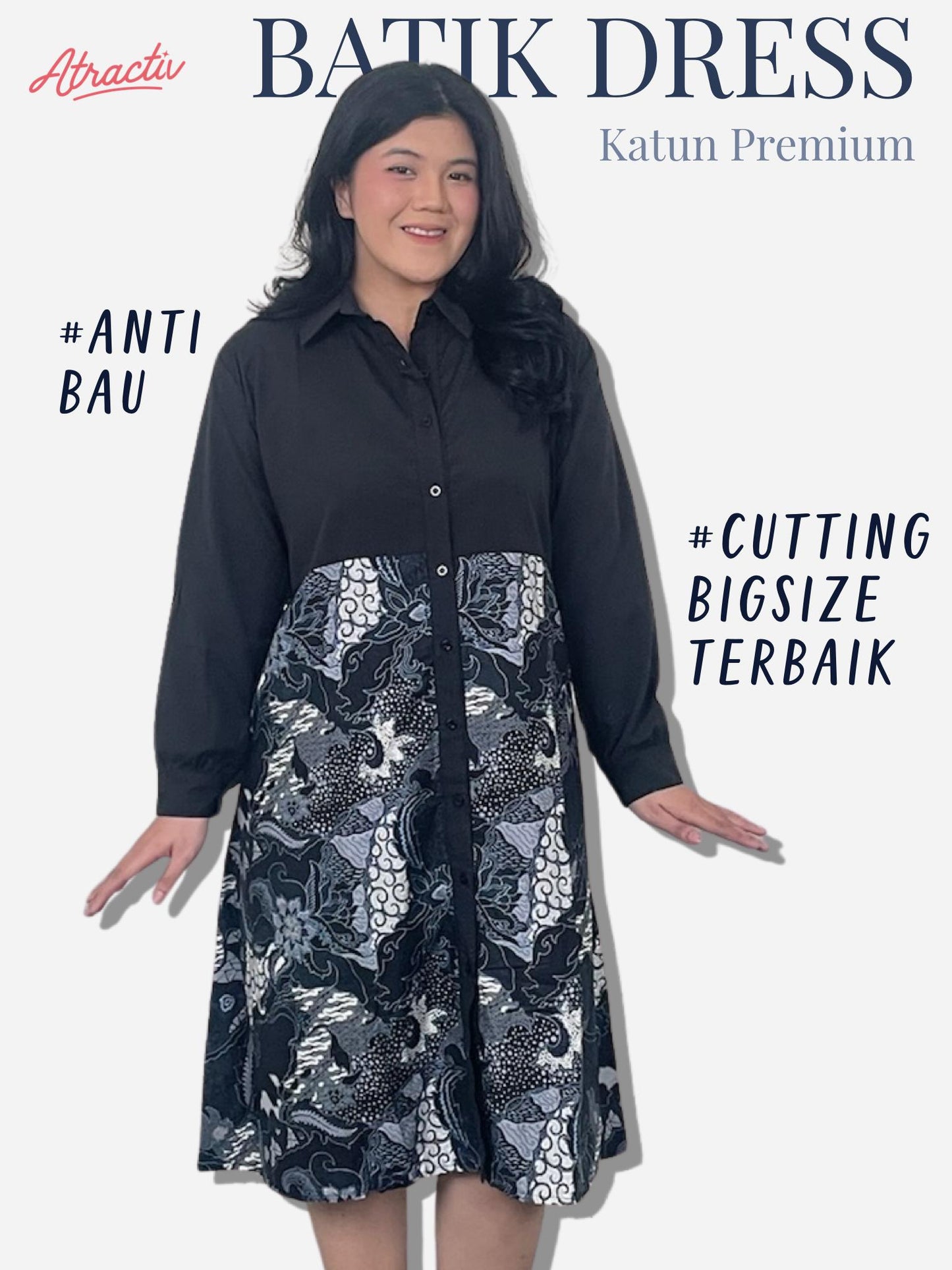 Dress Batik Lengan Panjang Kumbang ATRACTIV - Atractiv Big Size Label