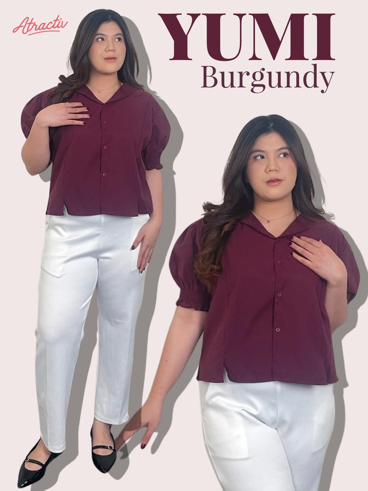 Blouse Yumi Burgundy ATRACTIV - Atractiv Big Size Label