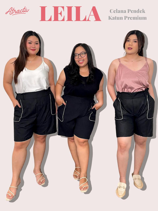 Celana Pendek Leila Hitam ATRACTIV - Atractiv Big Size Label