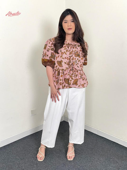 Blouse Batik Lengan Pendek Adinda Pink ATRACTIV - Atractiv Big Size Label