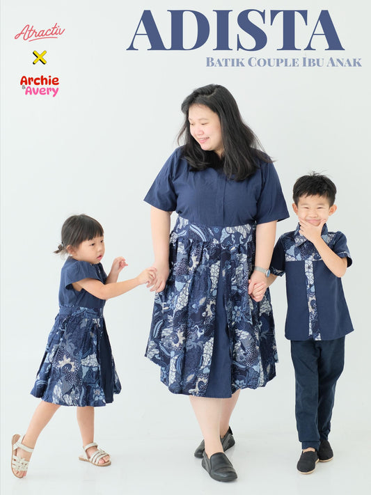 Batik Couple Mama Anak Navy ATRACTIV X ARCHIEAVERY - Atractiv Big Size Label