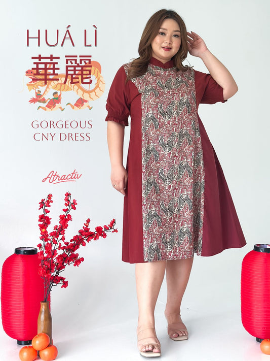 Dress Imlek Huá Lì Red ATRACTIV - Atractiv Big Size Label