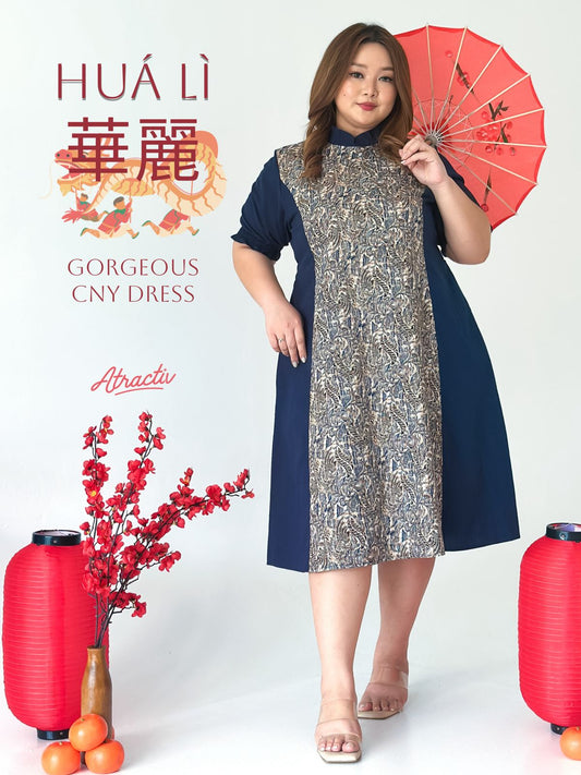 Dress Imlek Huá Lì Navy ATRACTIV - Atractiv Big Size Label
