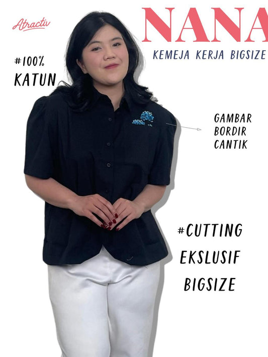 ATRACTIV Kemeja Katun Bordir Bunga Red Panda