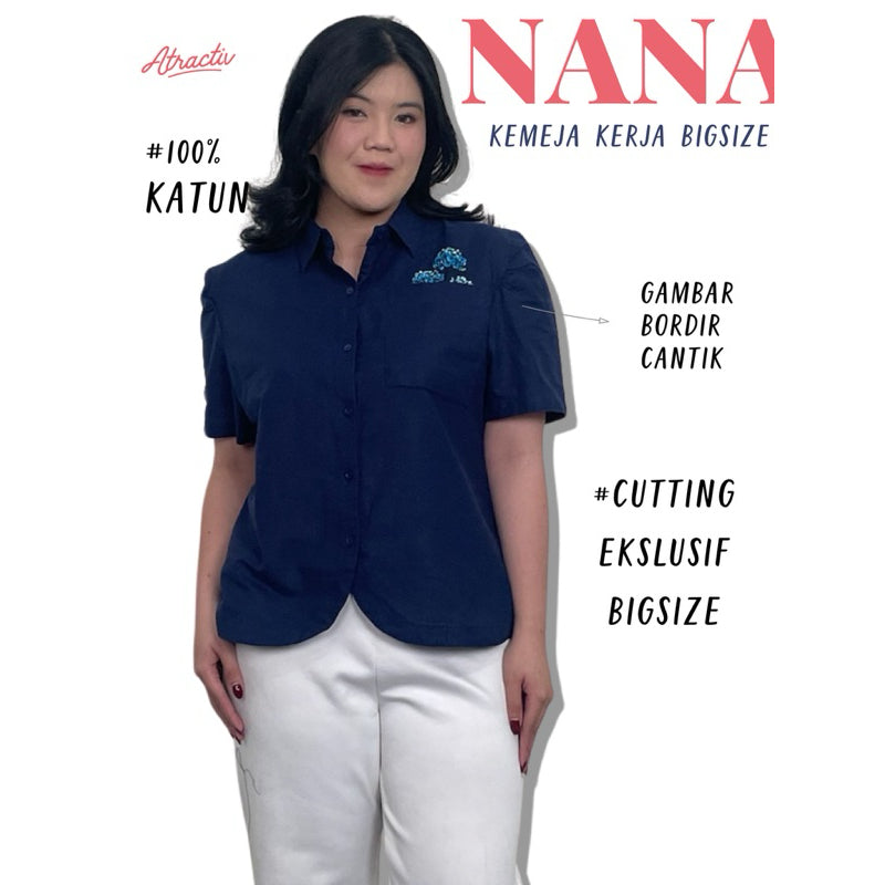 ATRACTIV Kemeja Katun Bordir Bunga Red Panda