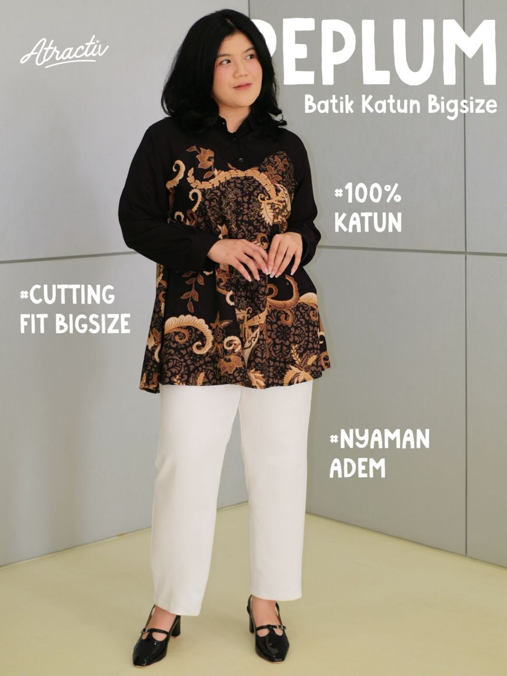 Batik Peplum Lengan Panjang Atractiv