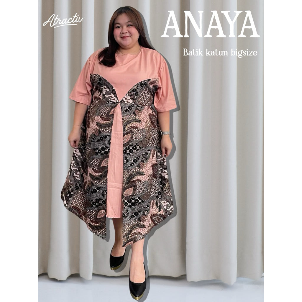 Dress Batik Lengan Pendek Anaya Peach ATRACTIV