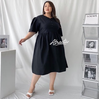 Dress Midi Oxford Hitam ATRACTIV