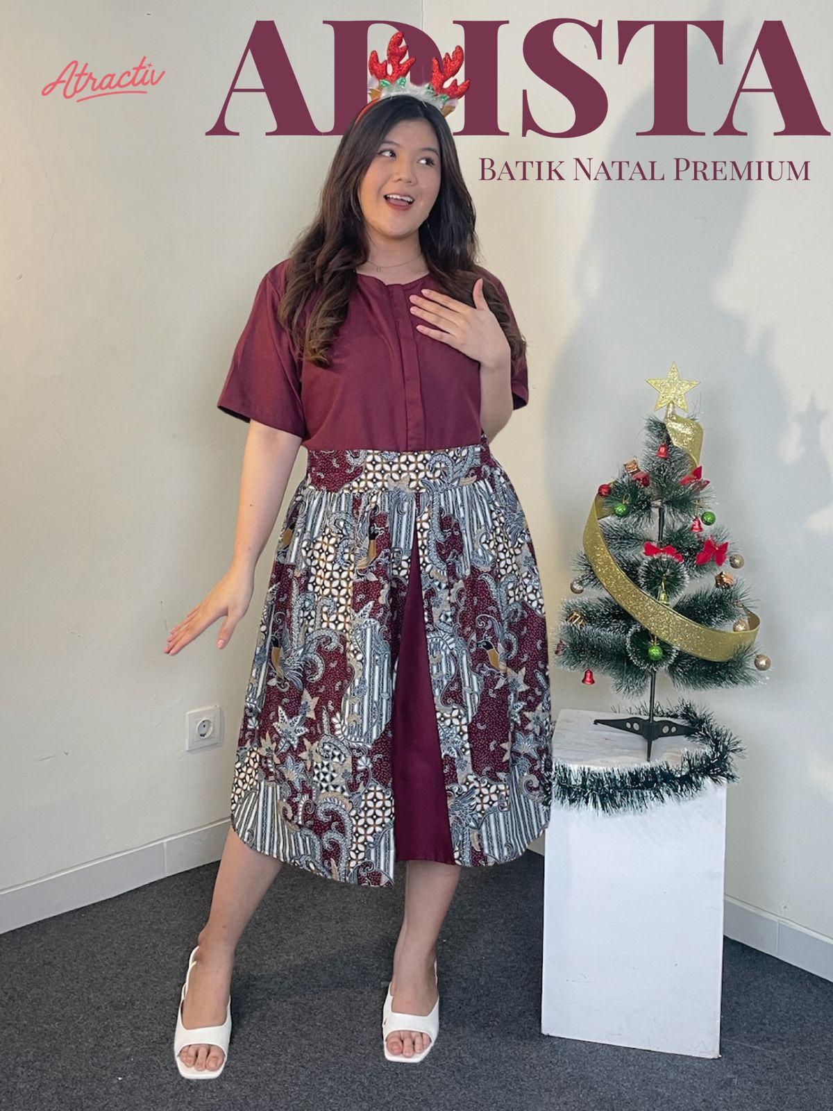 Dress Batik Adista Maroon ATRACTIV