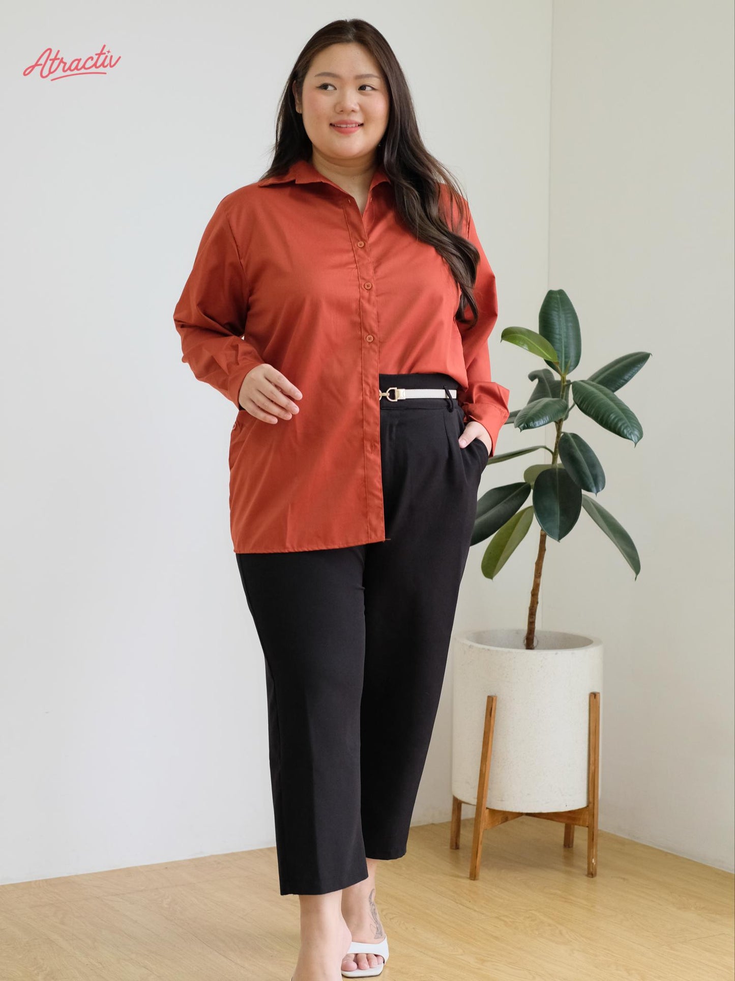 Kemeja Lengan Panjang Anti Lecek ATRACTIV (Teracota)