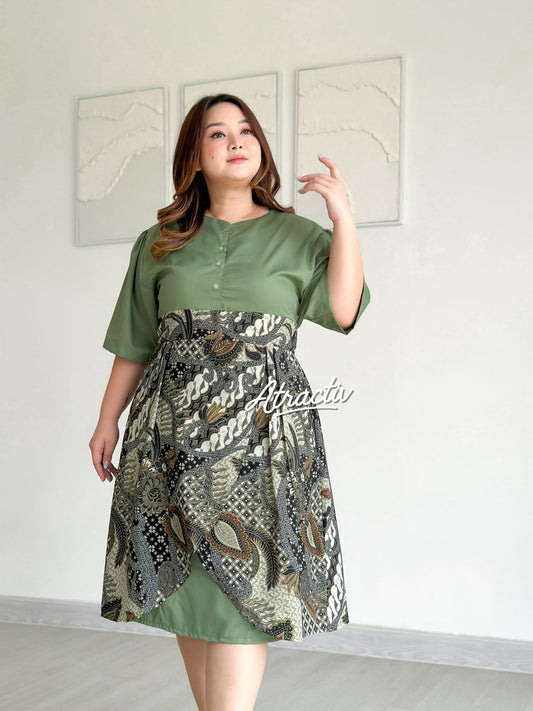 Dress Batik Lengan Pendek Nareswari Sage ATRACTIV