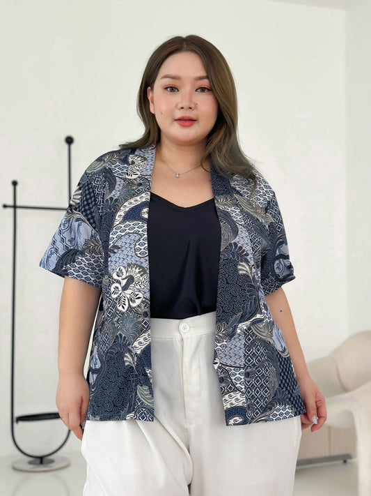 Outer Batik Lengan Pendek Binar Biru Atractiv