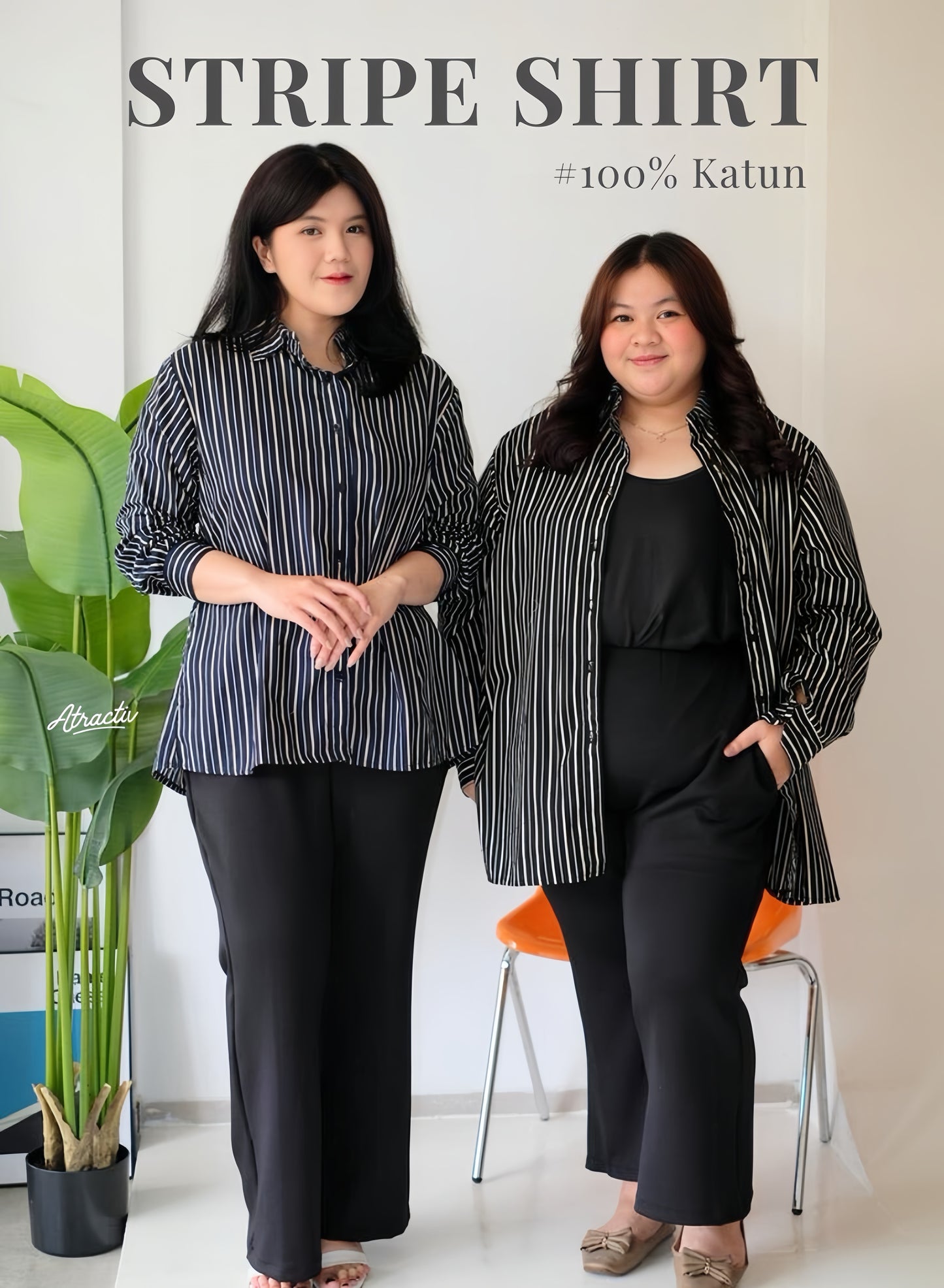 Kemeja Salur Lengan Panjang ATRACTIV