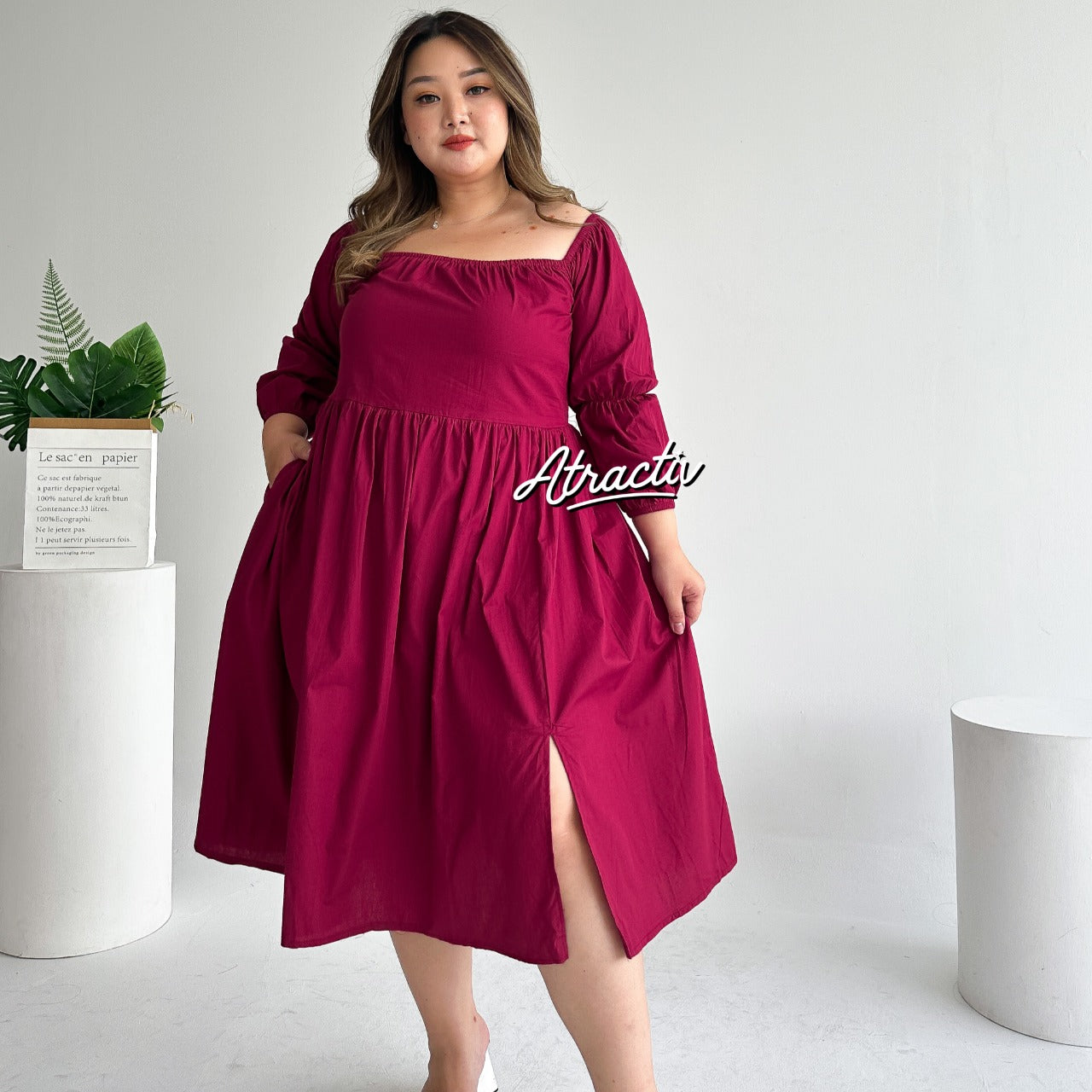 Dress Midi Greek Maroon ATRACTIV