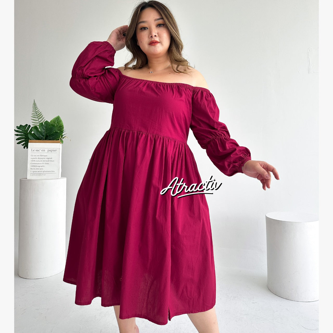 Dress Midi Greek Maroon ATRACTIV