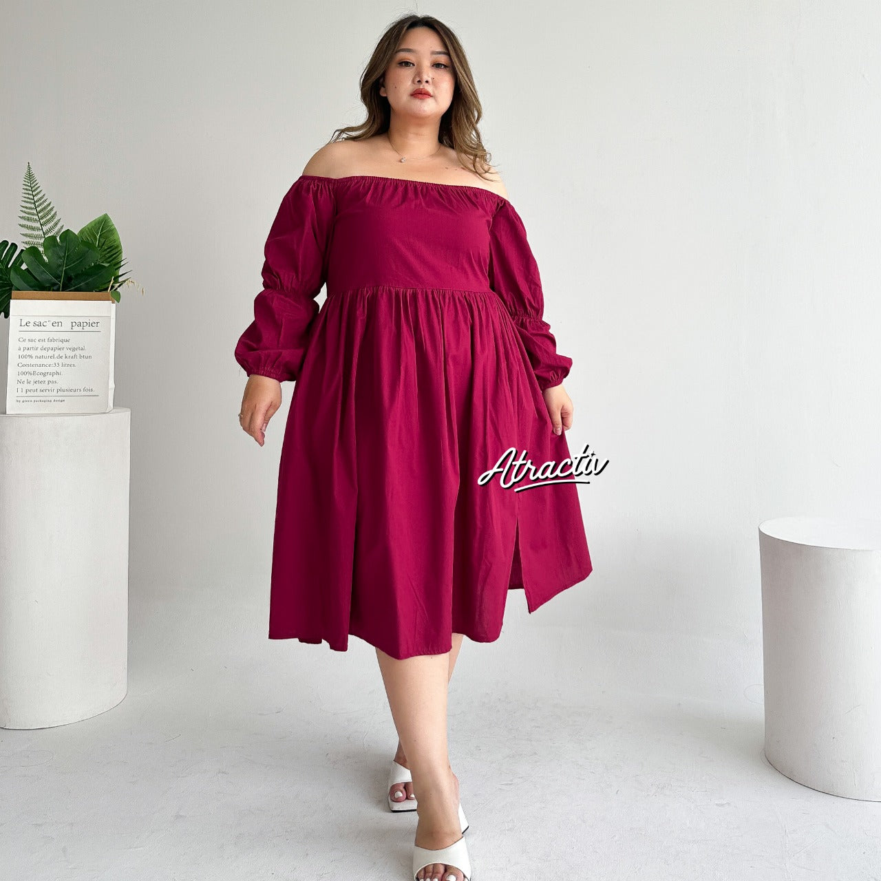 Dress Midi Greek Maroon ATRACTIV