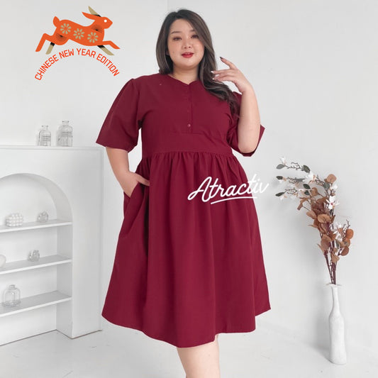 Dress Midi Oxford Maroon ATRACTIV