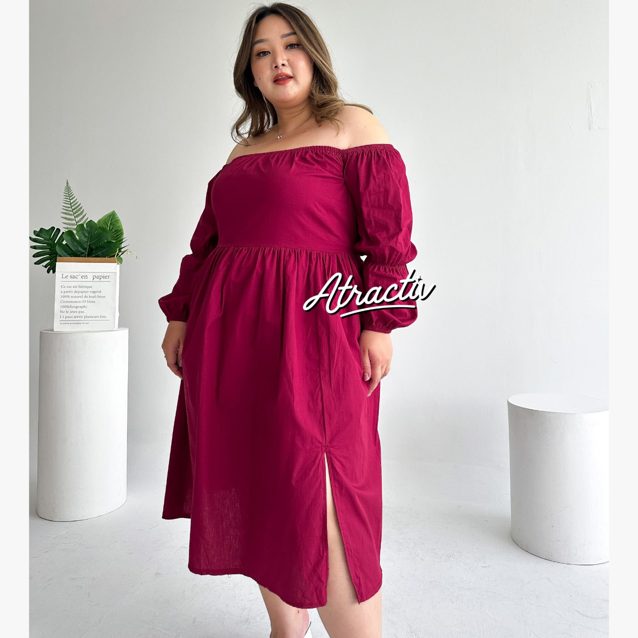 Dress Midi Greek Maroon ATRACTIV