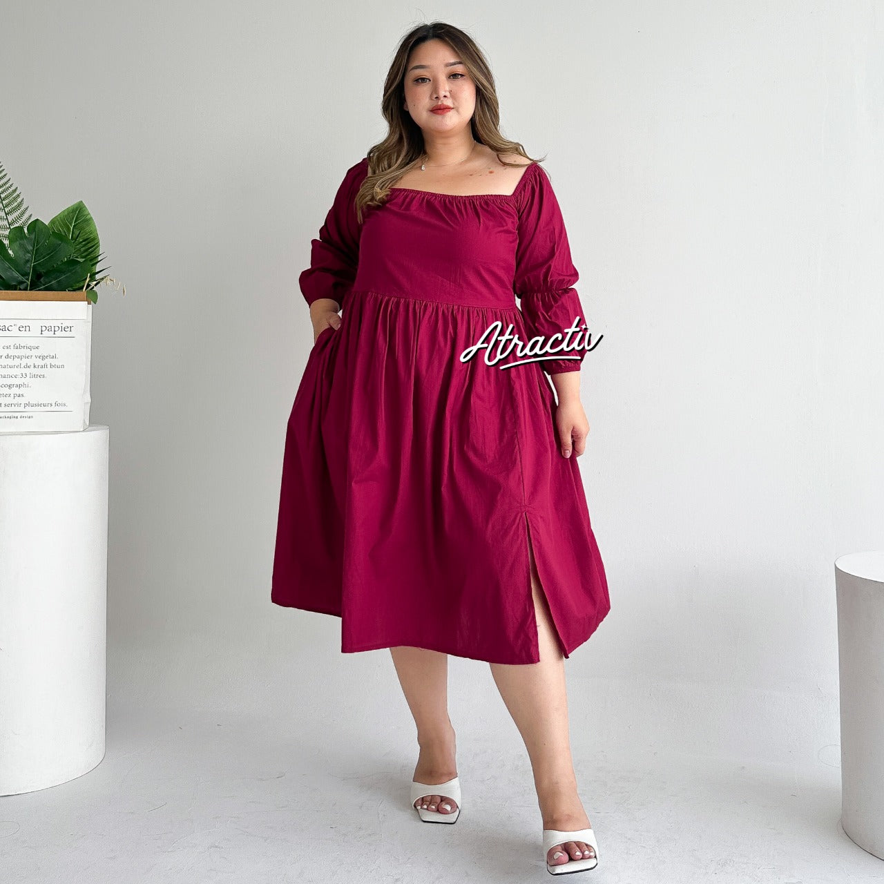 Dress Midi Greek Maroon ATRACTIV