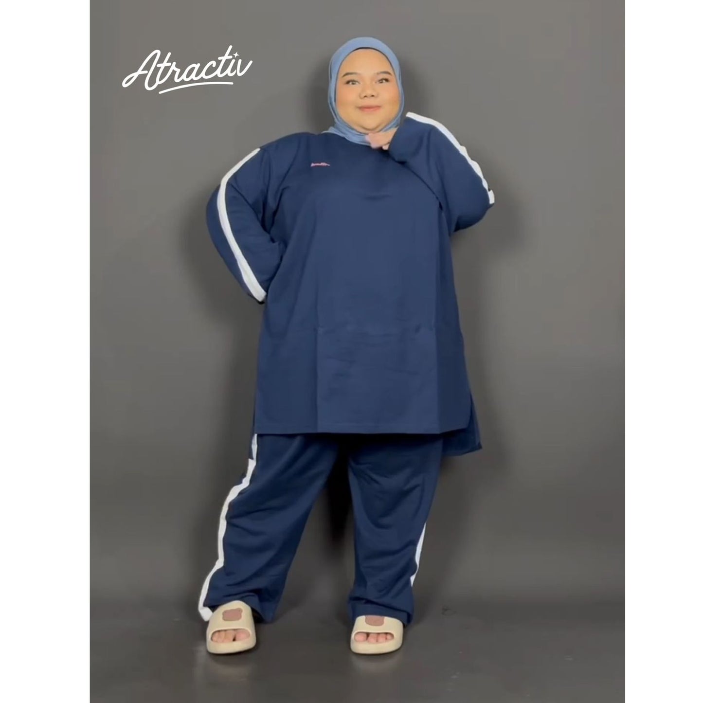 Set Olahraga Lengan Panjang Navy ATRACTIV