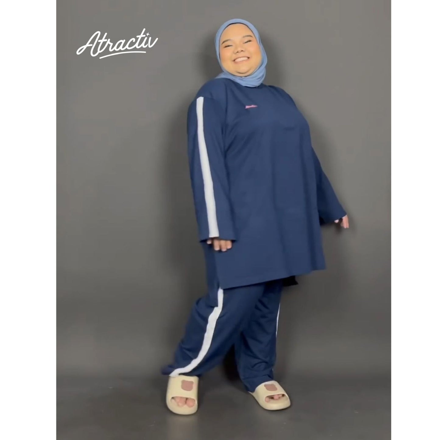 Set Olahraga Lengan Panjang Navy ATRACTIV