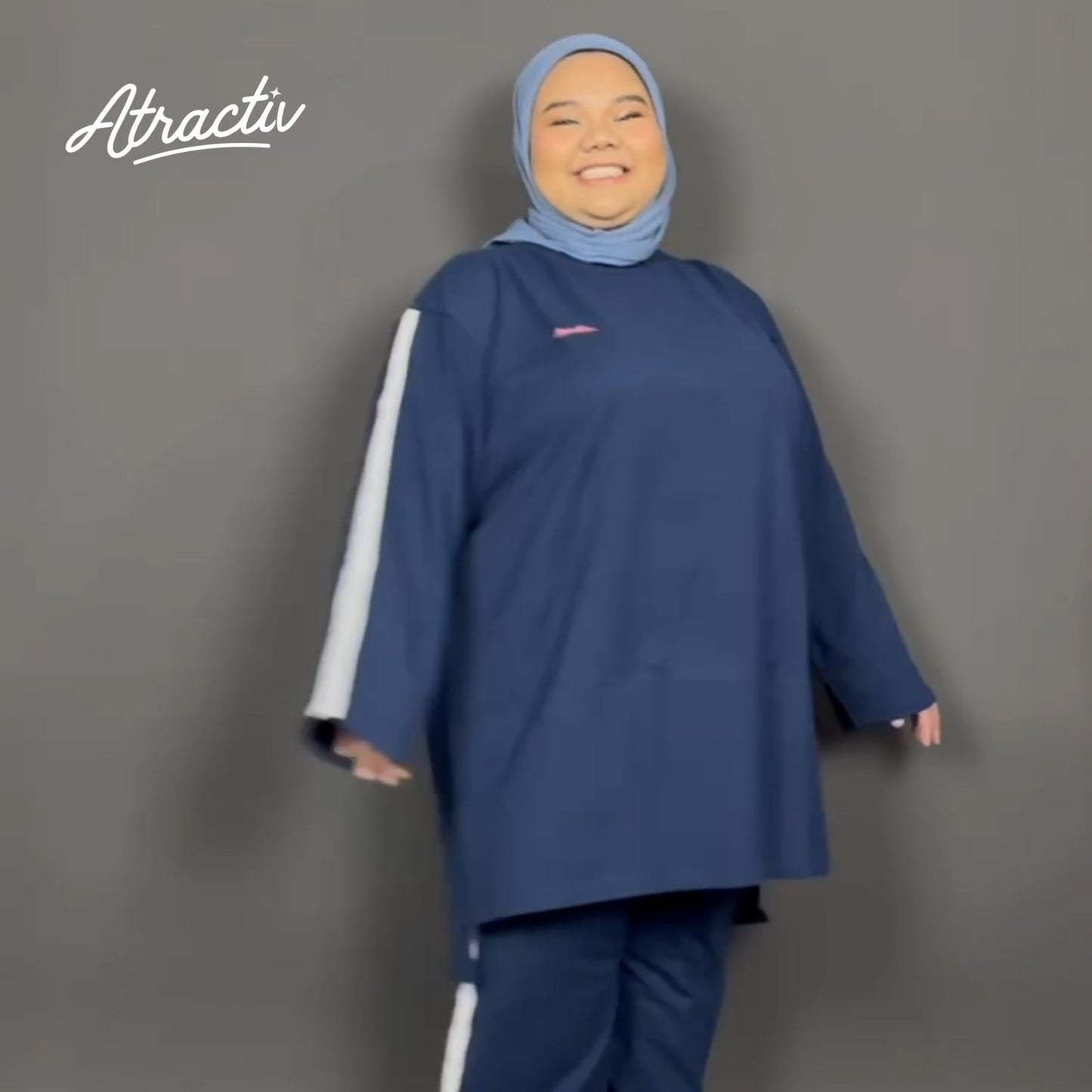 Set Olahraga Lengan Panjang Navy ATRACTIV