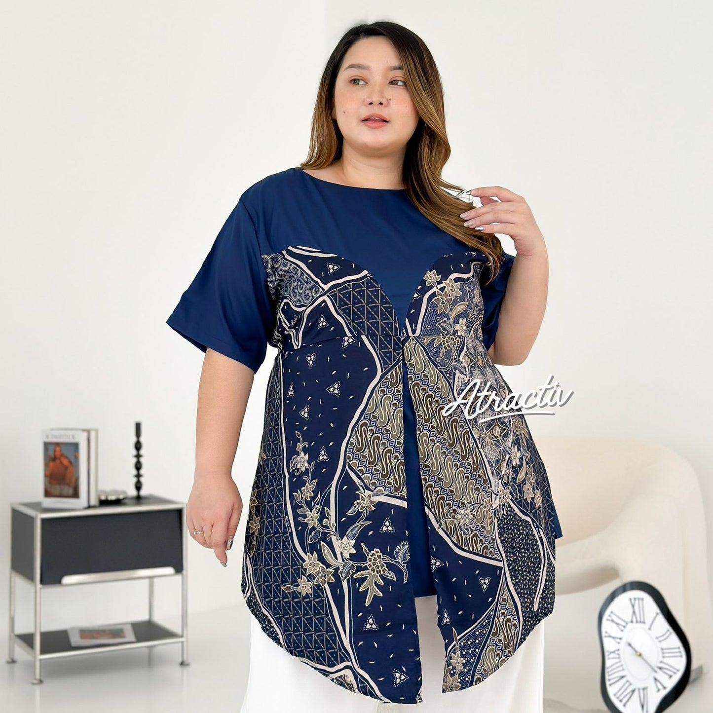 Batik Lengan Pendek Kaluna Navy ATRACTIV