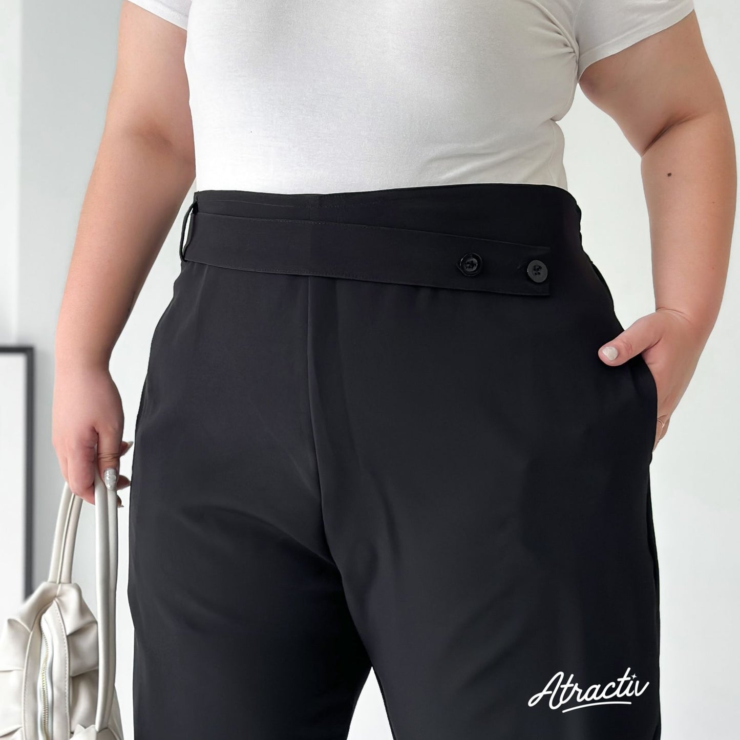 Celana Highwaist Valerie Hitam ATRACTIV