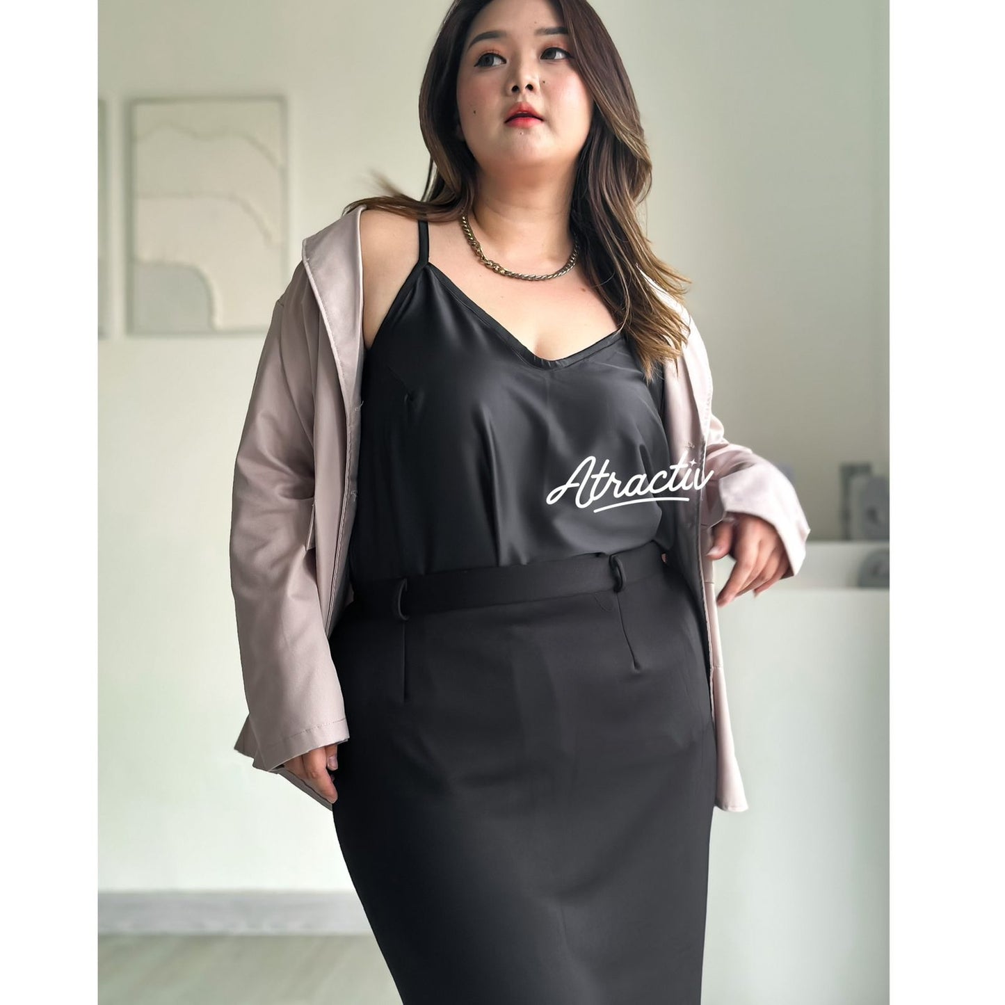 Tanktop Panjang Flare Hitam ATRACTIV