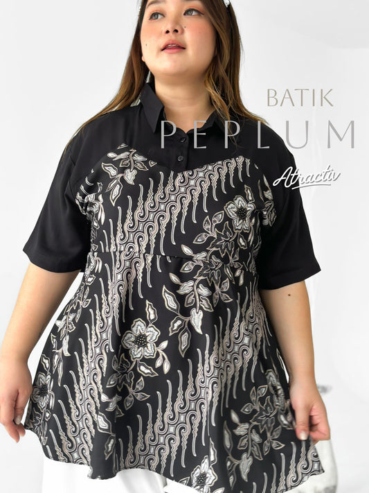 Batik Peplum Lengan Pendek Daun ATRACTIV