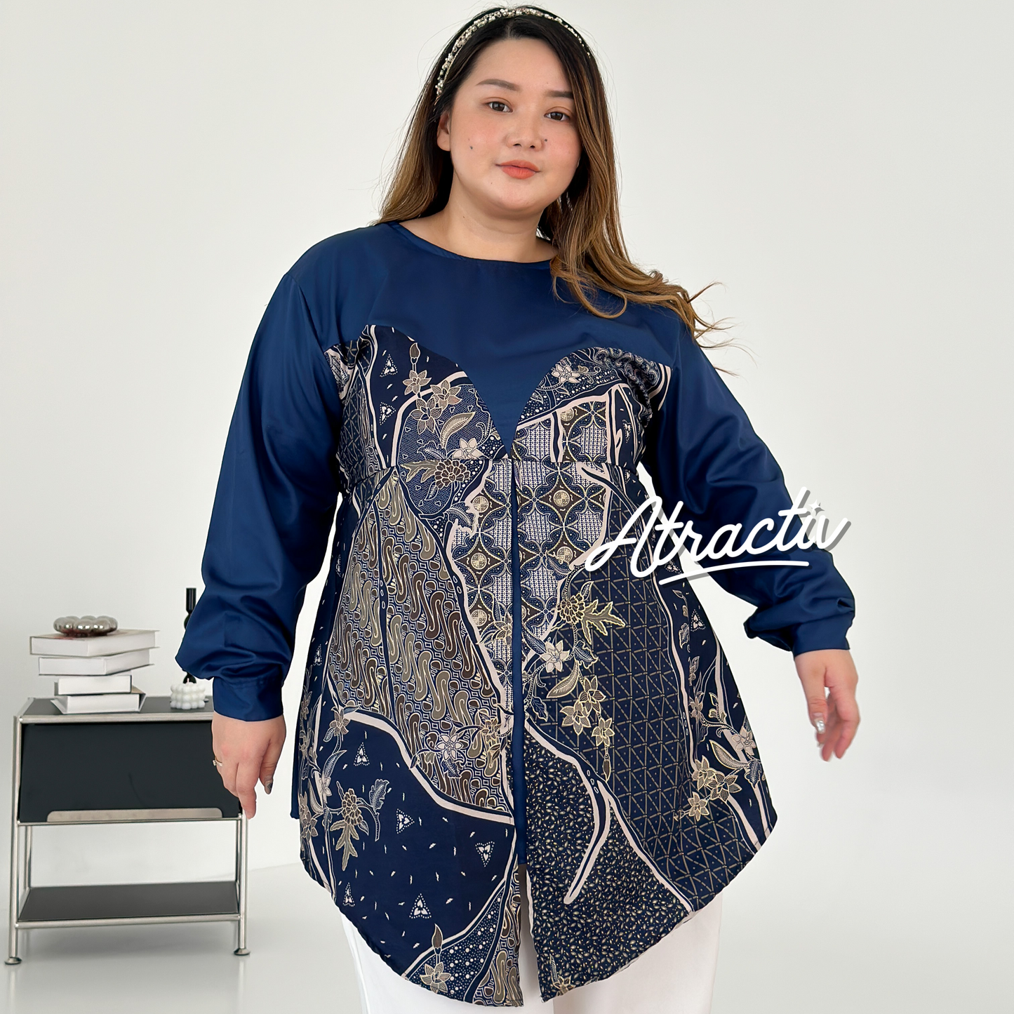 Batik Lengan Panjang Kalya Navy ATRACTIV