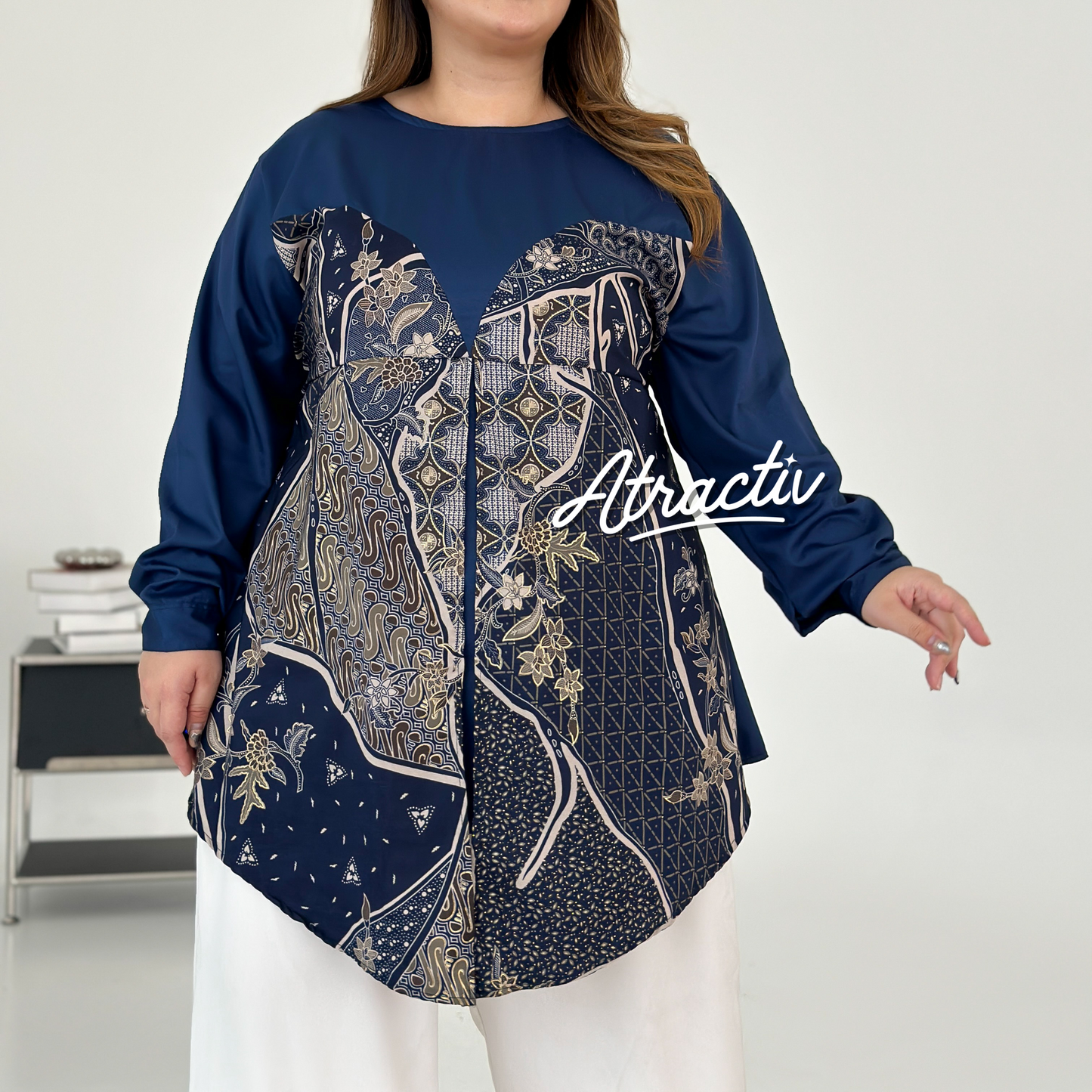 Batik Lengan Panjang Kalya Navy ATRACTIV