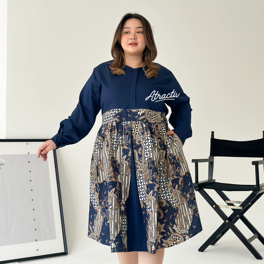 Dress Batik Adistira Navy ATRACTIV