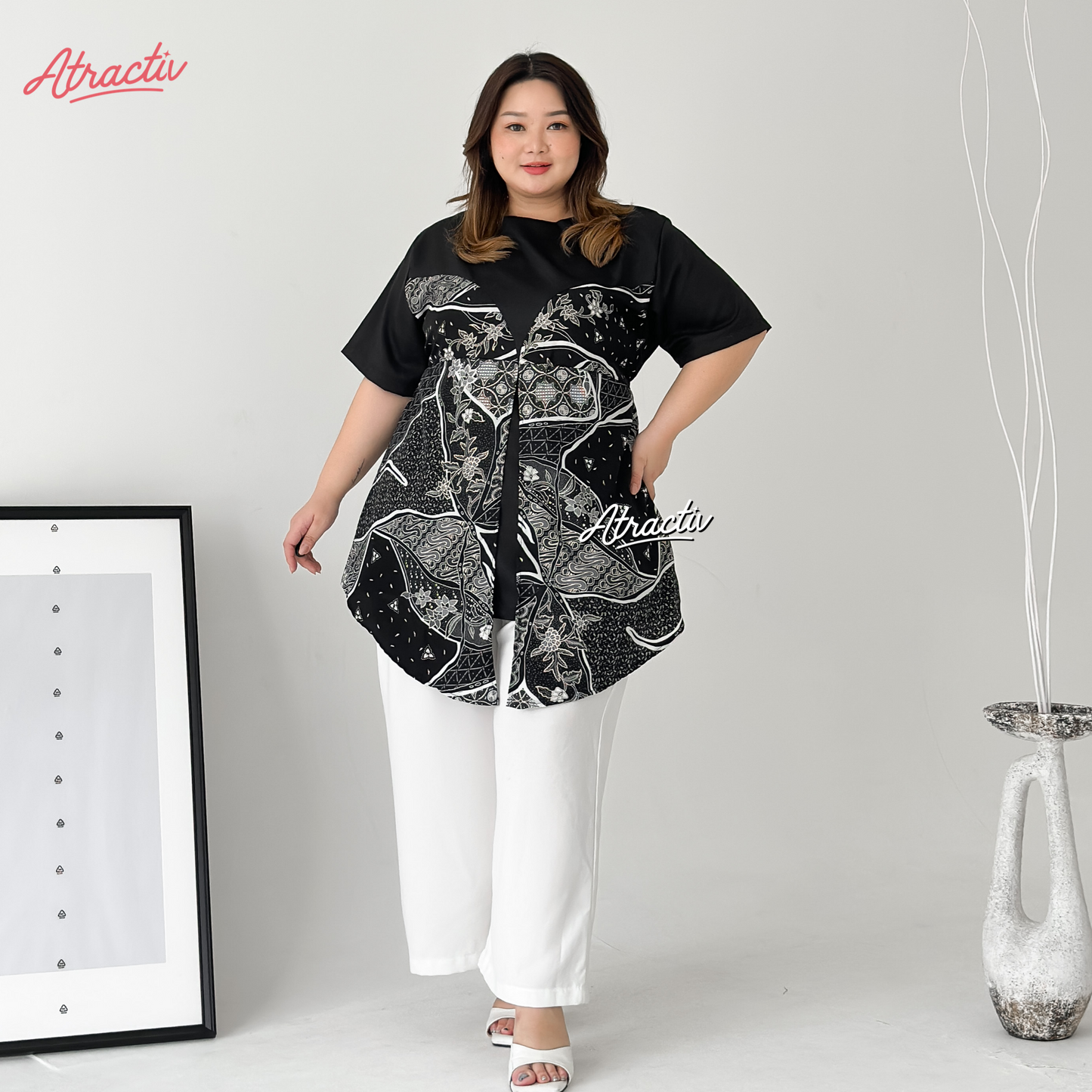 Batik Lengan Pendek Kaluna Hitam Atractiv