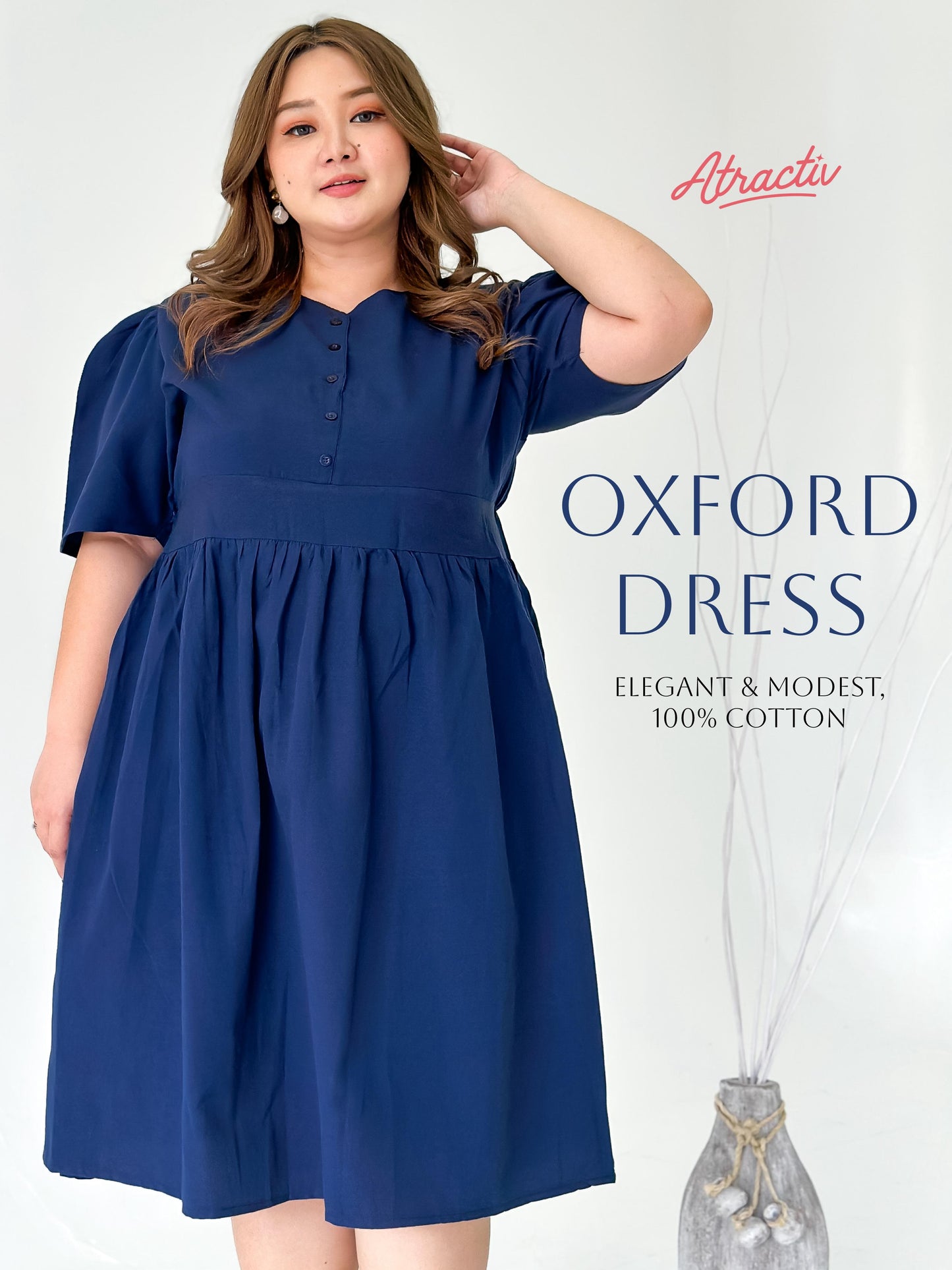 Dress Midi Oxford Navy ATRACTIV