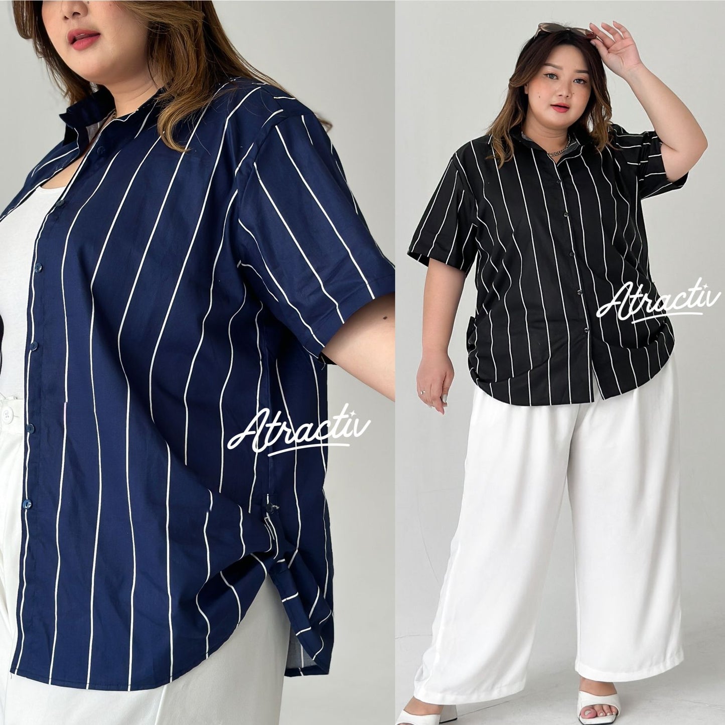 Kemeja Alexa Salur Stripe Atractiv