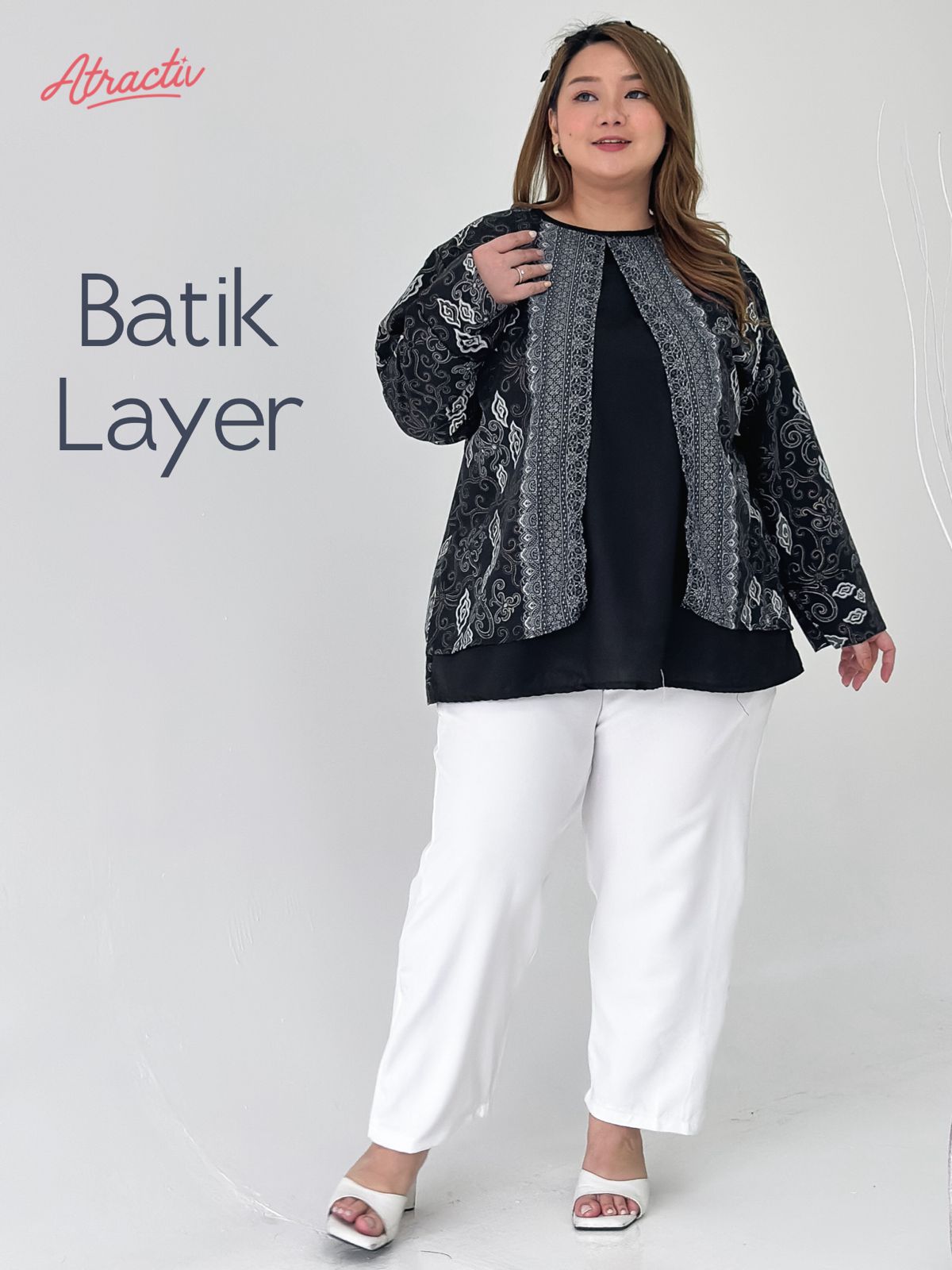 Batik Layer Lengan Panjang Abu ATRACTIV