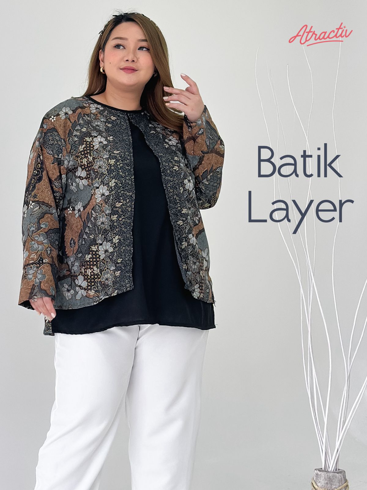 Batik Layer Lengan Panjang Sage ATRACTIV