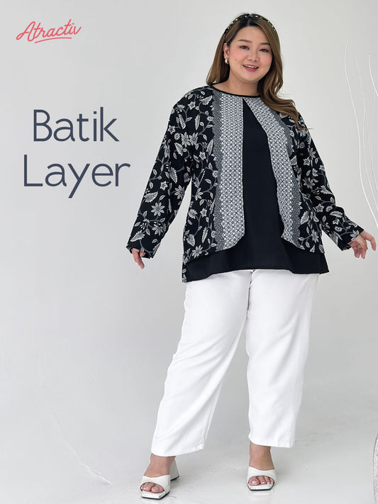 Batik Layer Lengan Panjang Silver ATRACTIV