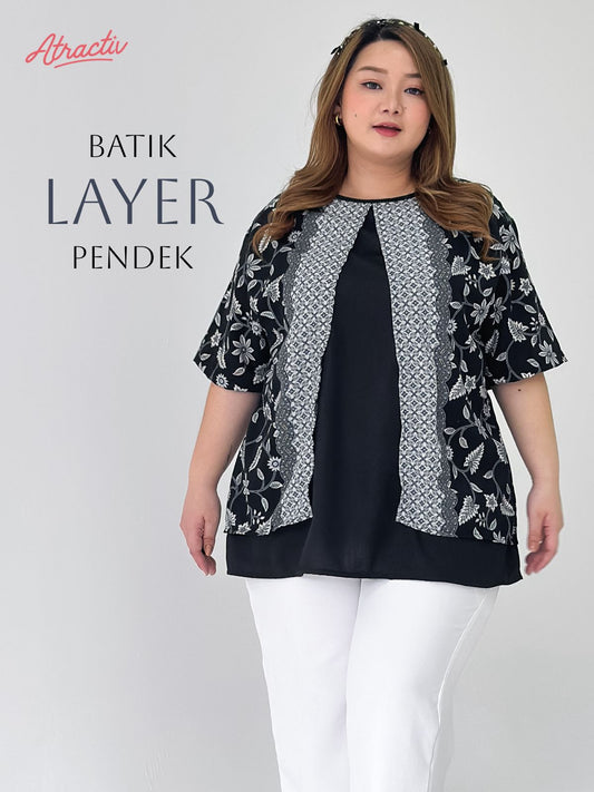 Batik Layer Lengan Pendek Silver ATRACTIV