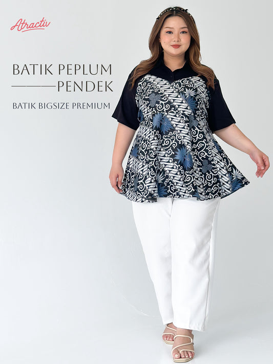 Batik Peplum Lengan Pendek Marble ATRACTIV