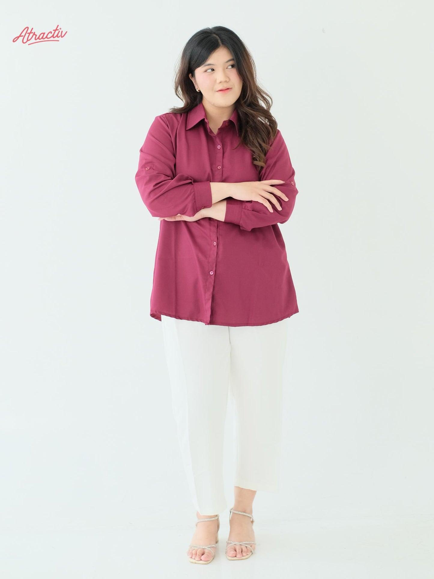 Kemeja Lengan Panjang Anti Lecek ATRACTIV (Maroon)