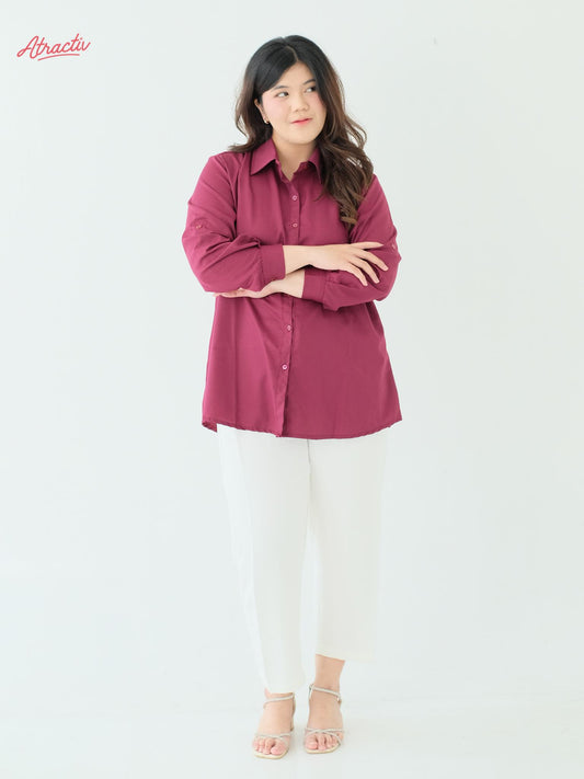 Kemeja Lengan Panjang Anti Lecek ATRACTIV (Maroon)