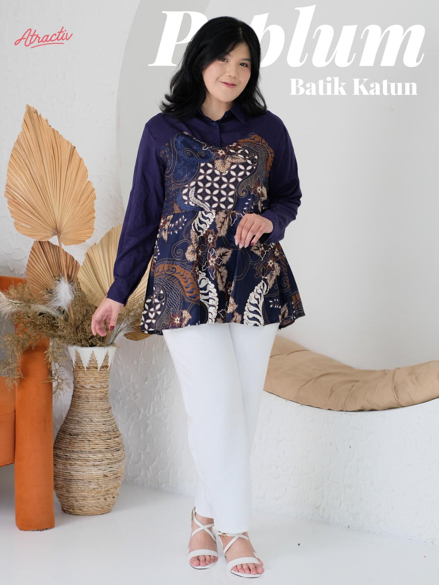 Batik Peplum Lengan Panjang Atractiv