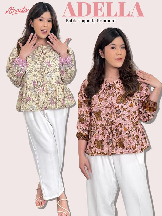 Blouse Batik Lengan Panjang Adella Pink ATRACTIV