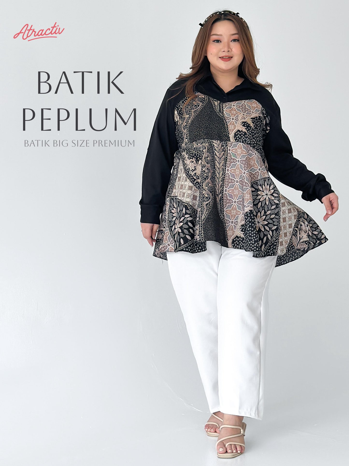 Batik Peplum Lengan Panjang Twig Atractiv