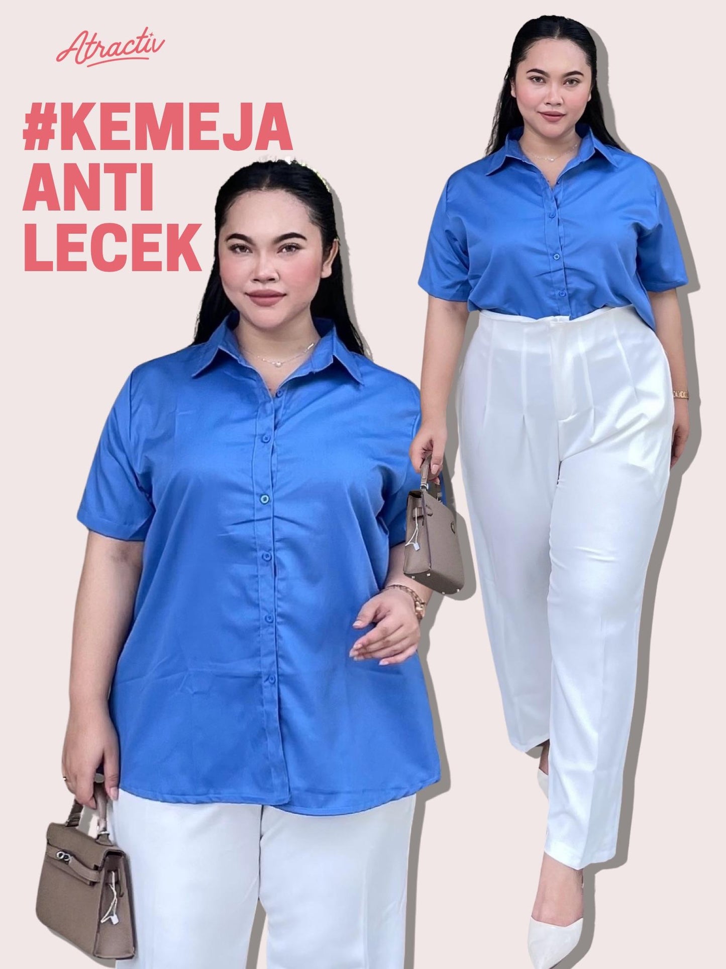 Kemeja Lengan Pendek Denim Anti Lecek ATRACTIV