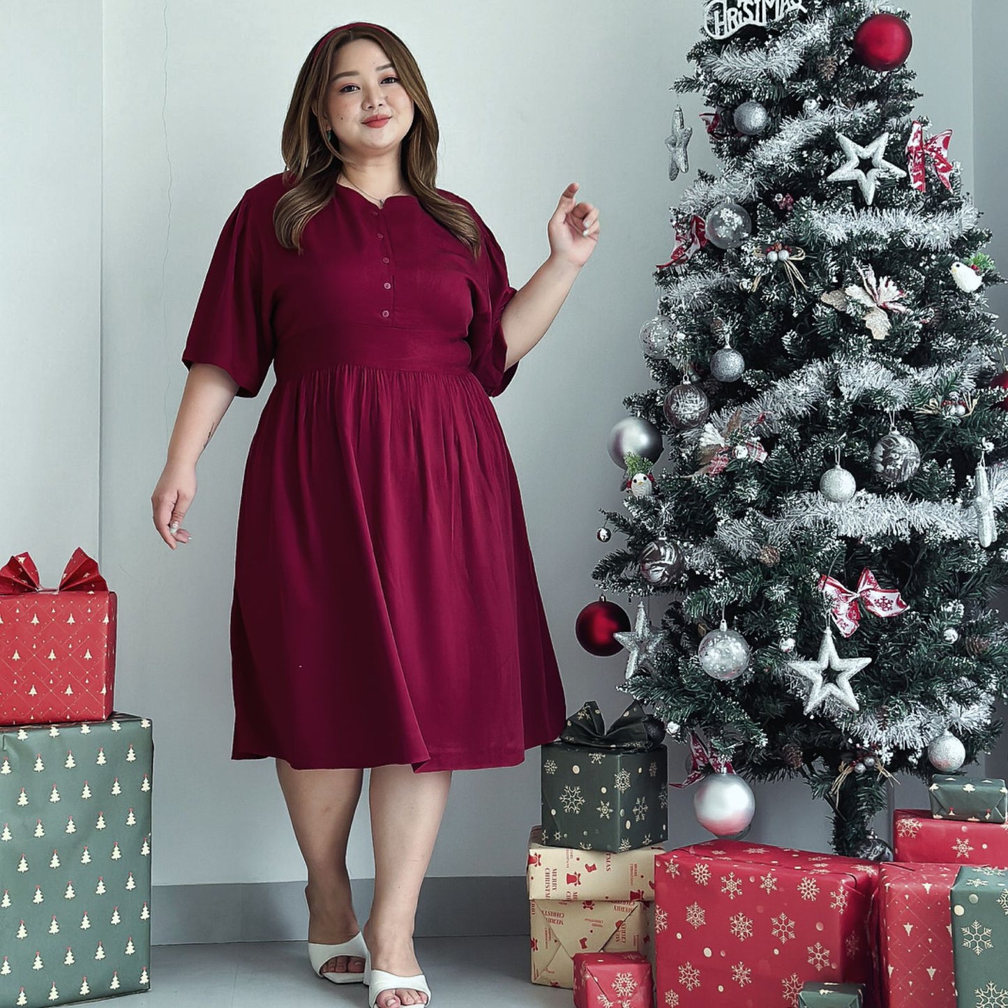 Dress Midi Eloise Maroon ATRACTIV