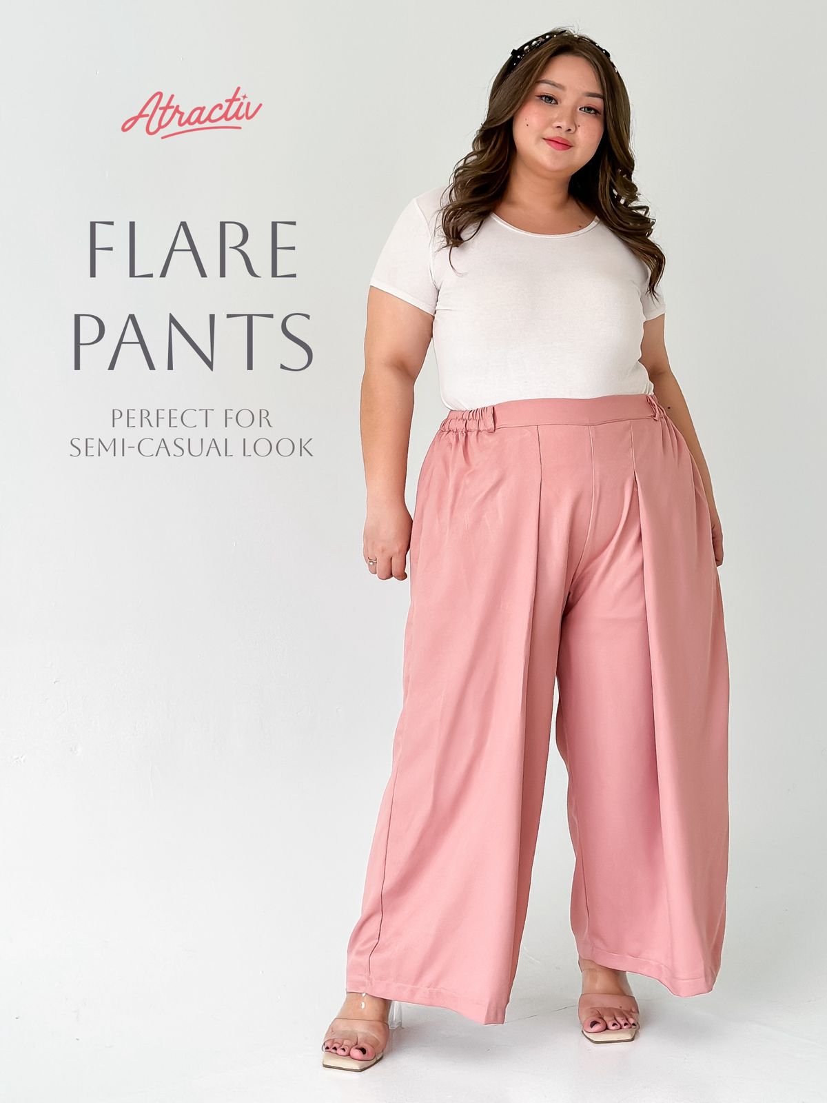 Celana Flare Panjang Pink ATRACTIV